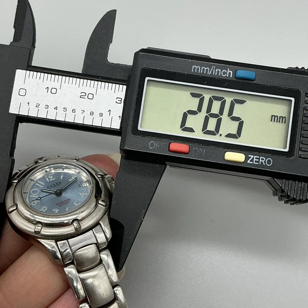 Guess Waterpro Womens Watch 29mm Blue Dial Date Silver Tone New Battery 5.75